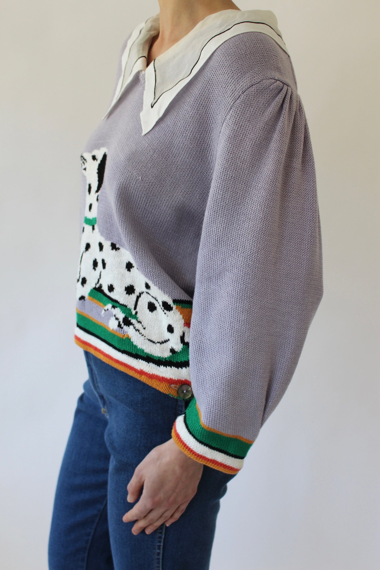 Favorite Vintage Dalmation Collared Sweater