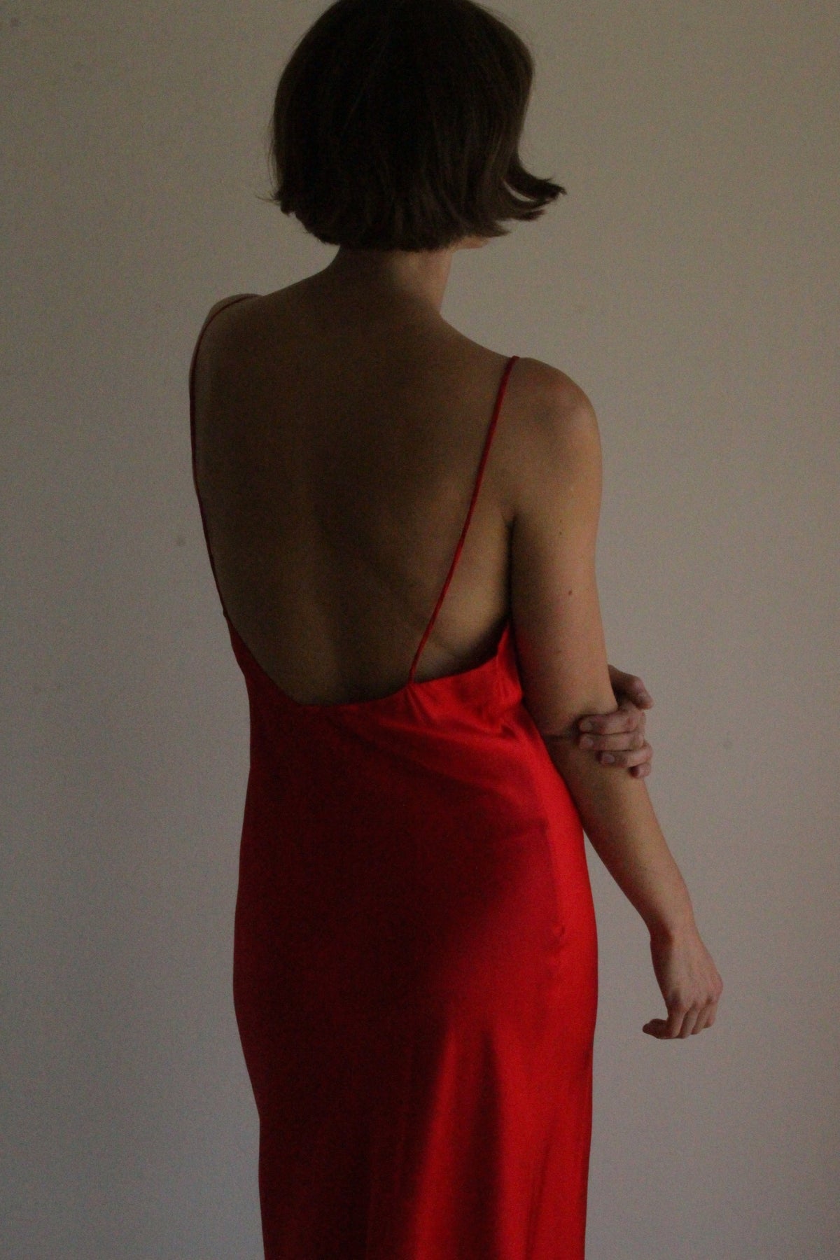 Vintage Rose Red Satin Silk Slip