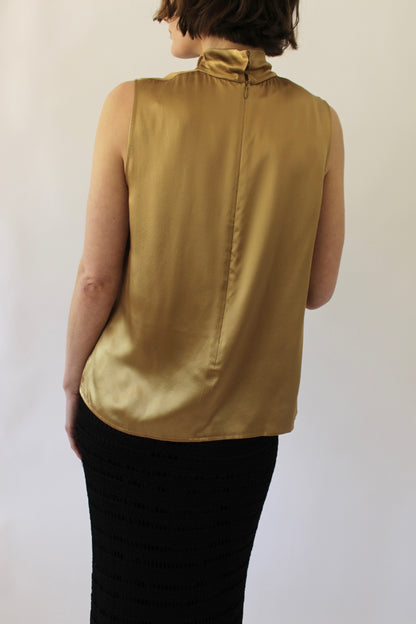 Vintage Sleeveless Bronze Silk Blouse