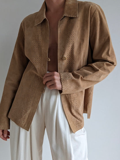Vintage Eyelet Suede Rouleau Jacket