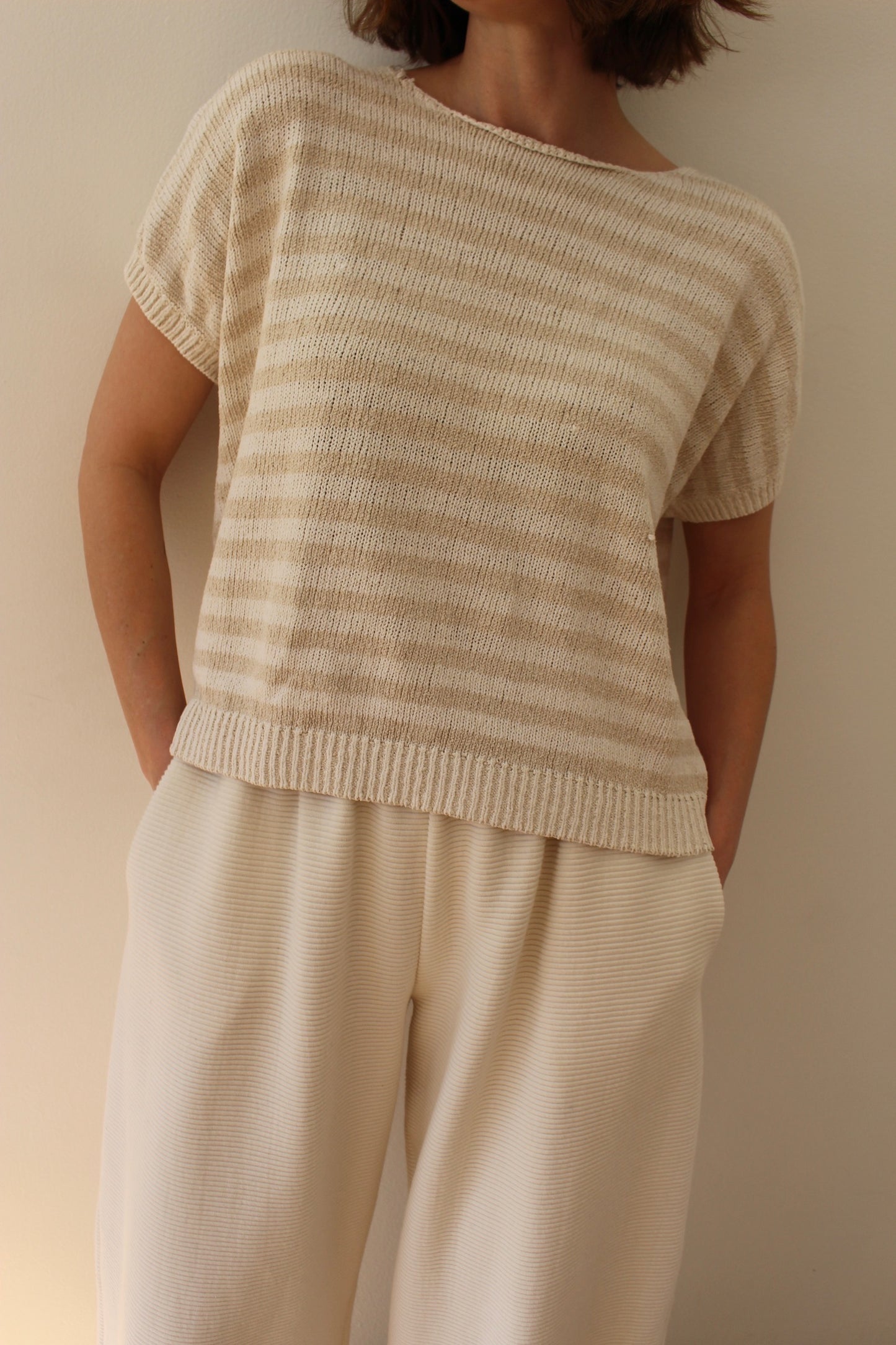 Vintage Striped Knitted Silk Dolman Top