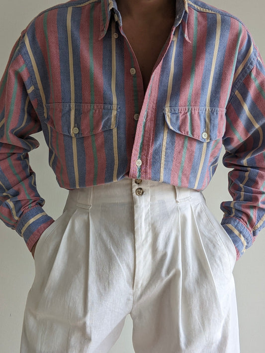 Vintage Colorful Striped Cotton Shirt