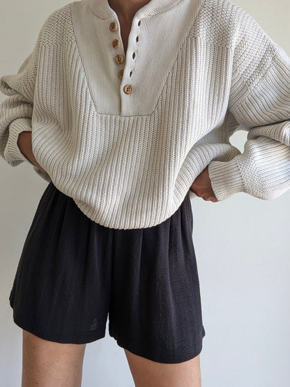 Vintage Pale Stone Cotton Henley
