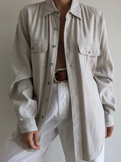 Vintage Wheat Linen Pocket Shirt