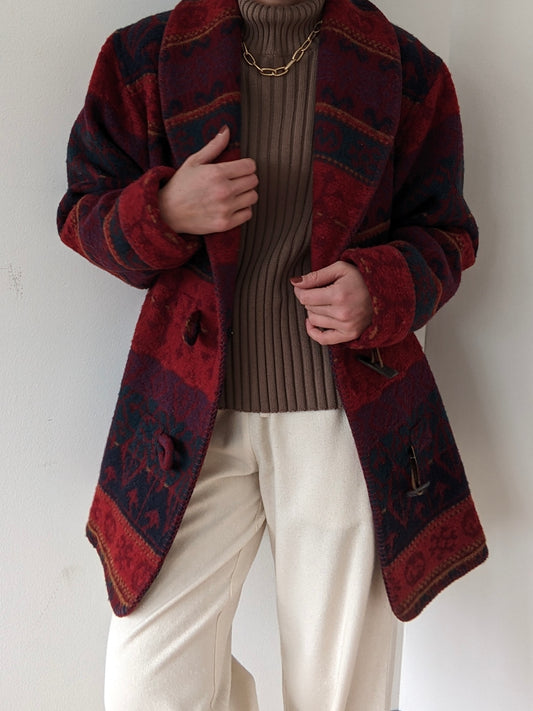 Amazing Vintage Eddie Bauer Patterned Wool Toggle Coat