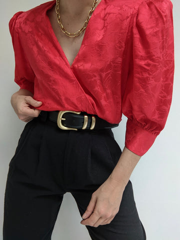Beautiful Vintage Crimson Silk Blouse