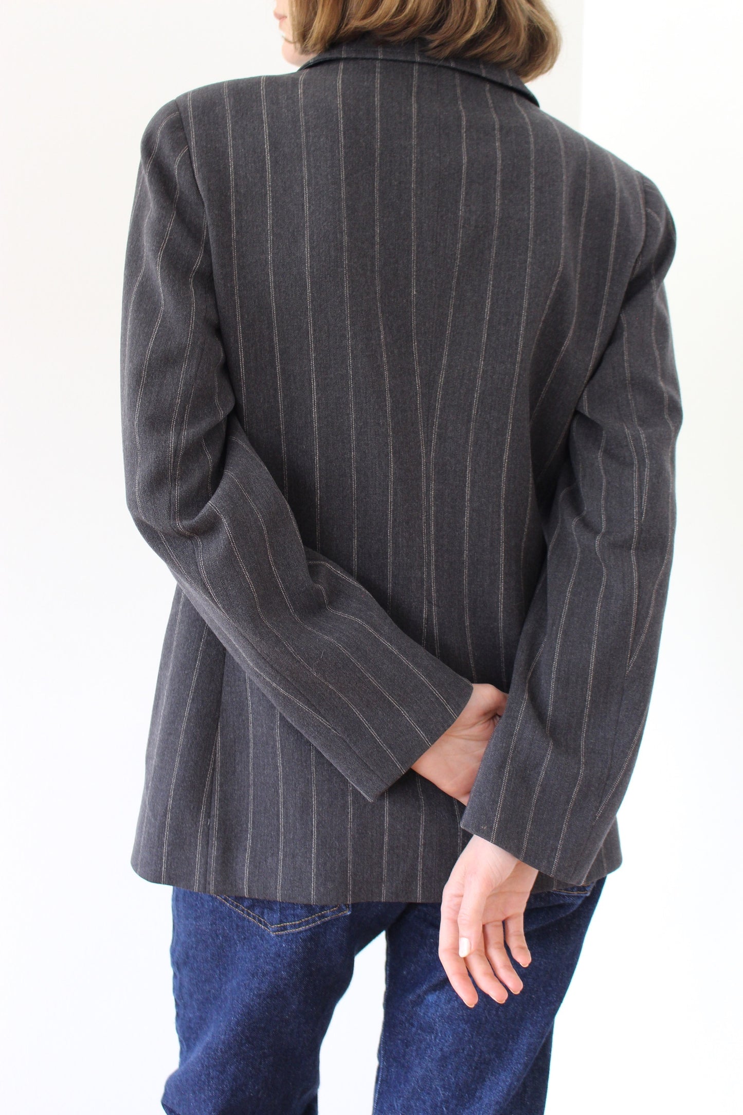 Vintage Graphite Pinstriped Wool Jacket