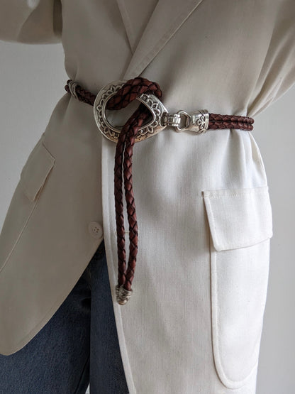 Favorite Vintage Western Braided Leather & Silver Loop Belt