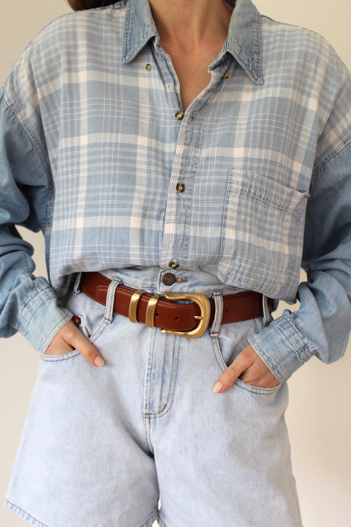 Vintage Plaid Denim Shirt