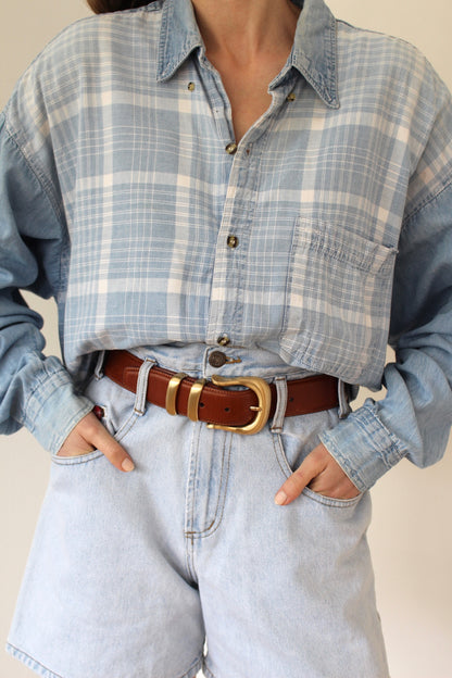 Vintage Plaid Denim Shirt
