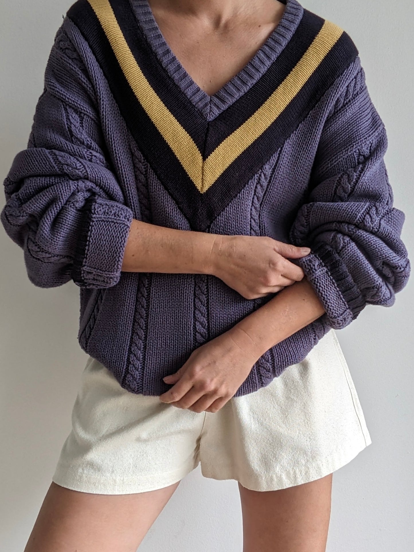 Vintage Collegiate V-Neck Sweater