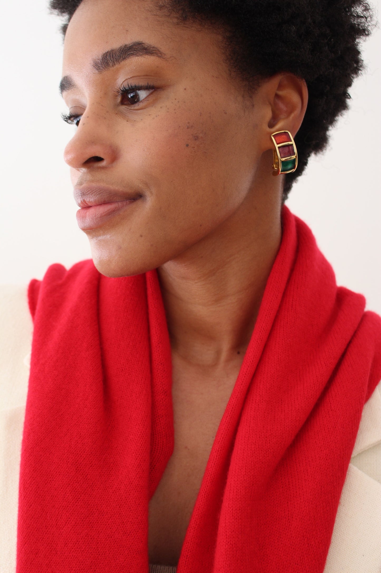 Fun Vintage Gold-Trimmed Multi Gem Earrings