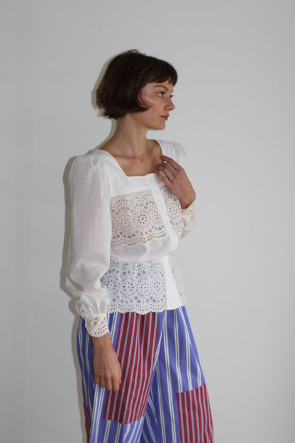 Beautiful Vintage Ivory Eyelet Blouse