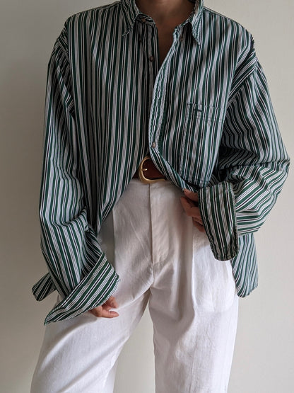 Vintage Lime Striped Cotton Shirt