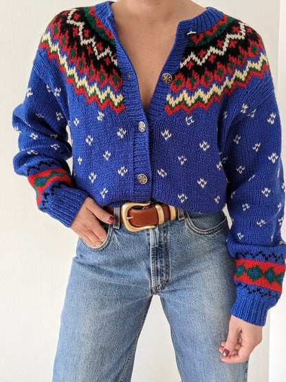 Amazing Vintage Eddie Bauer Fair Isle Wool Cardigan