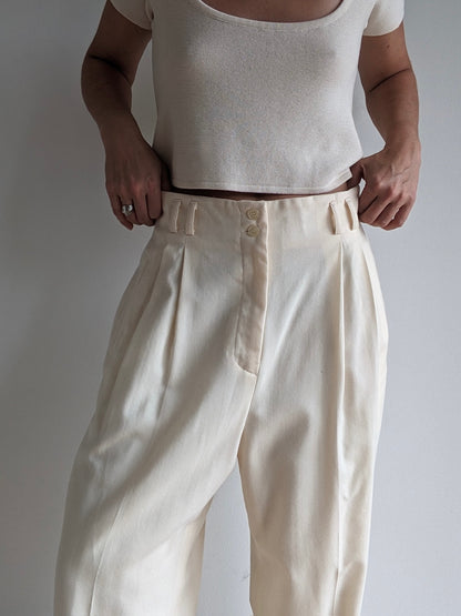 Beautiful Vintage Cream Wool Twill Trousers