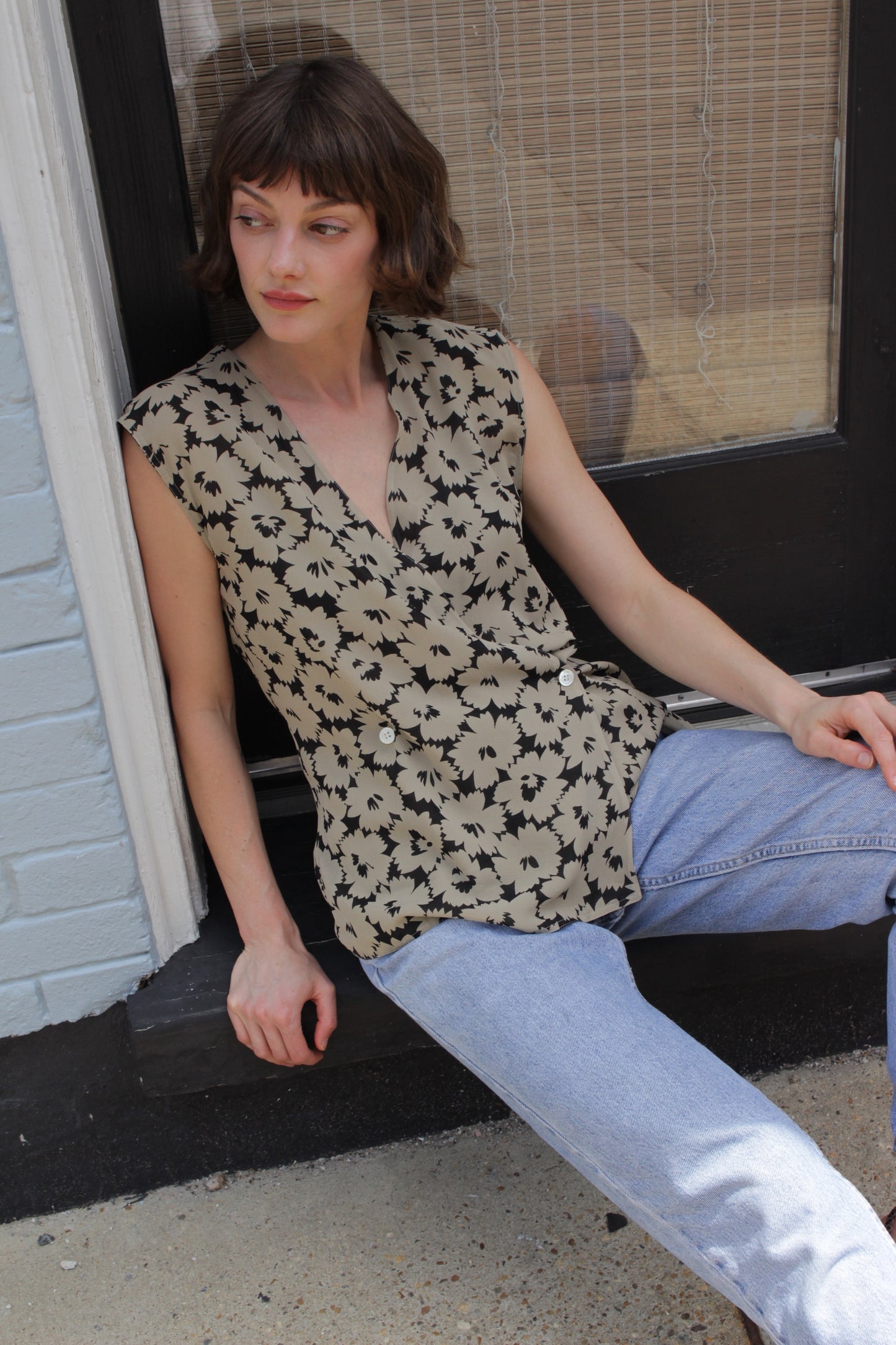 Rare Vintage Floral Silk Wrap Top & Scarf Set