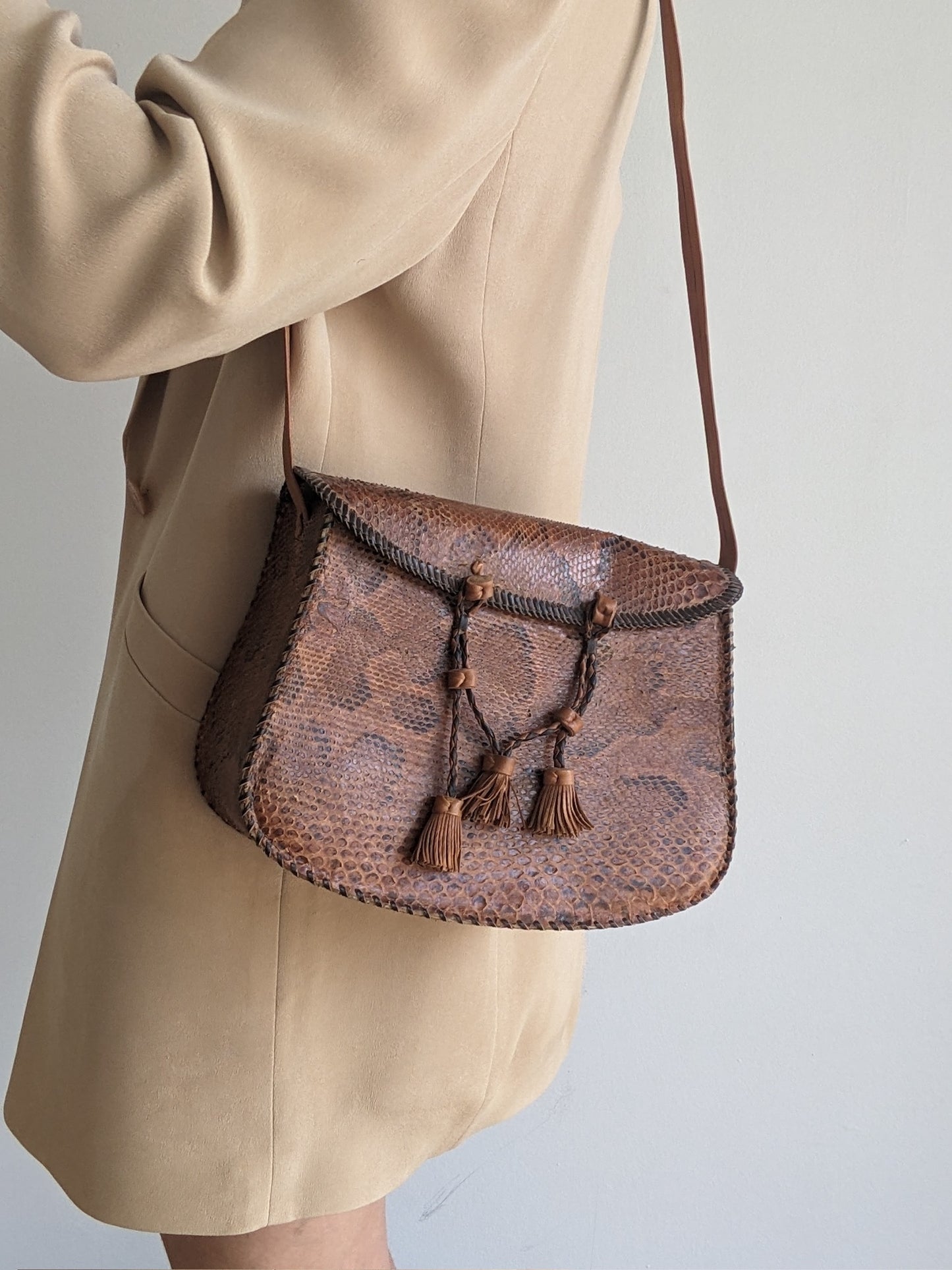 Vintage Genuine Snakeskin Tassel Purse