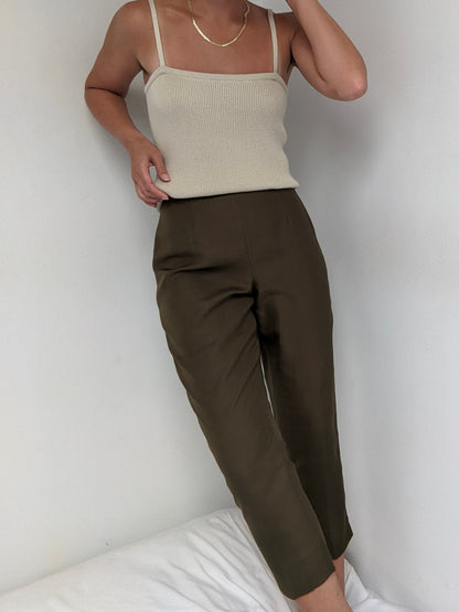 Vintage Olive Brushed Silk Pants
