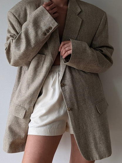 Vintage Oat Woven Silk Blazer