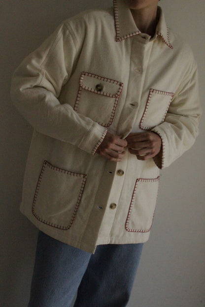 Maddox Appliqué & Embroidered Woven Silk Chore Coat