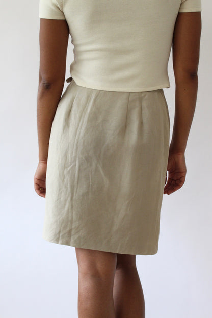 Vintage Latte Linen Wrap Skirt