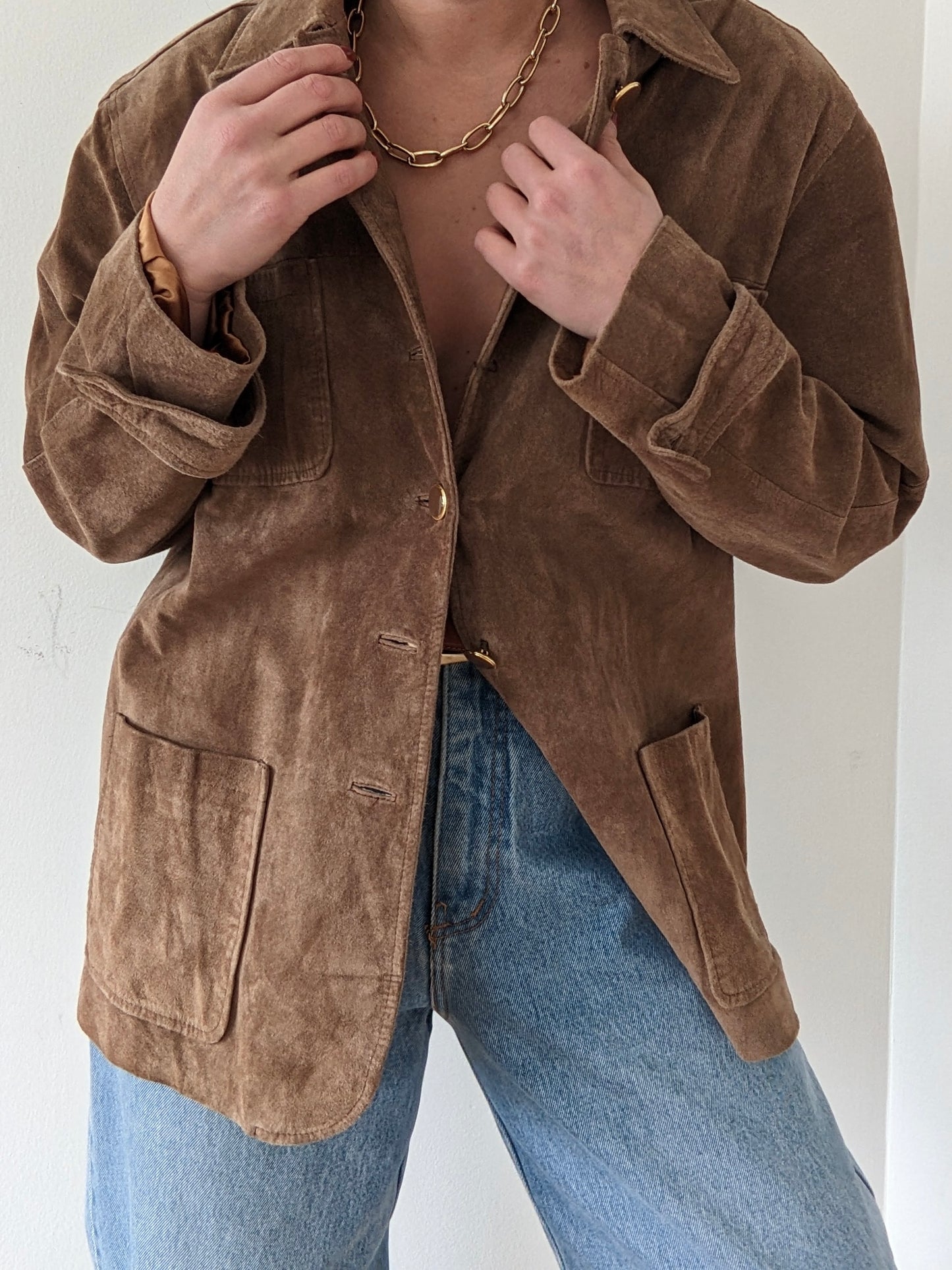 Vintage Almond Suede Chore Coat