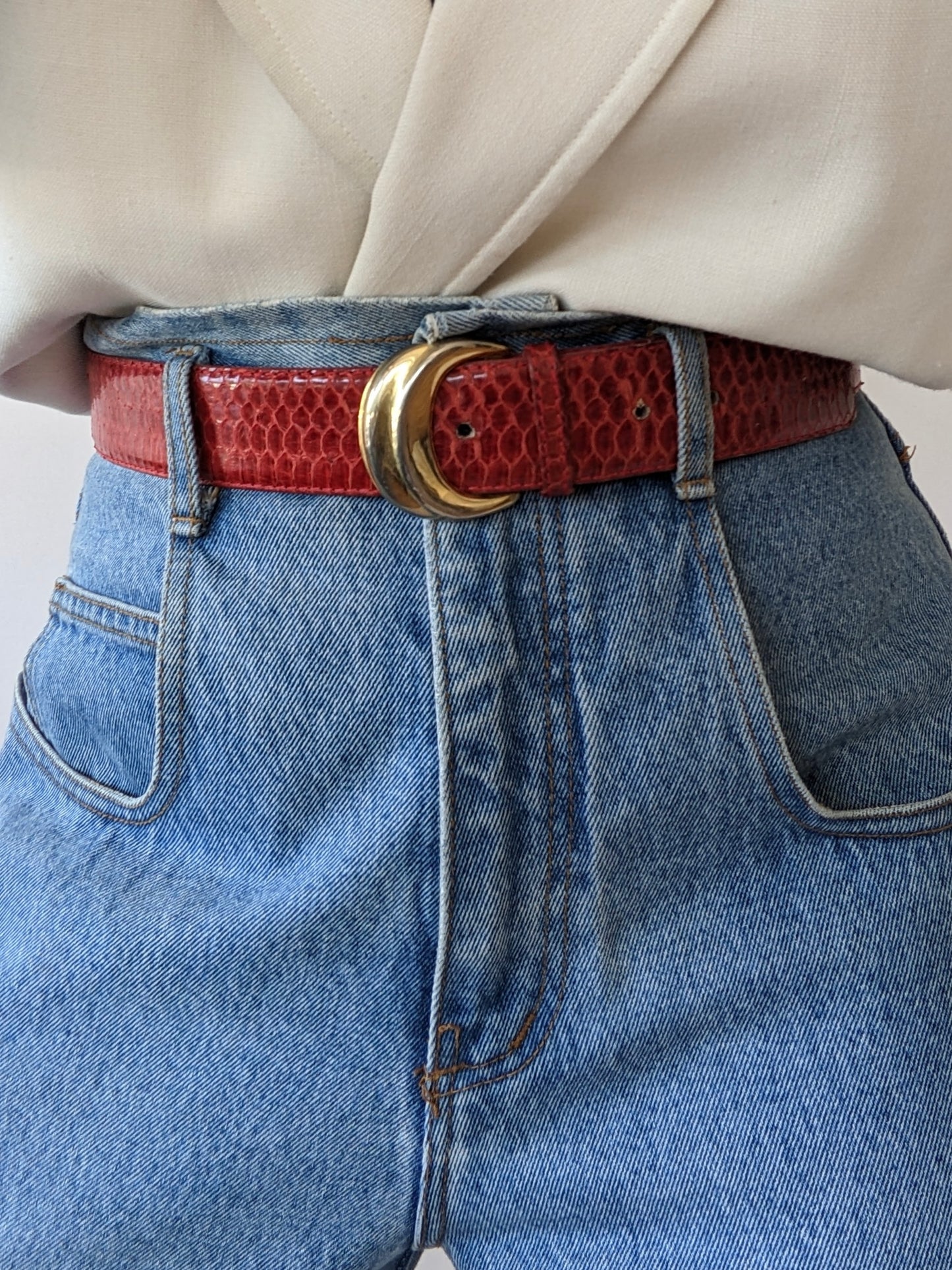 Vintage Chili Snakeskin Leather Belt