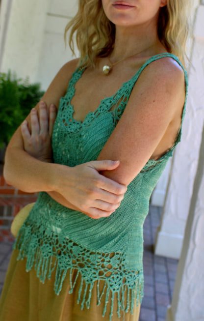 Vintage Aquamarine Crochet Tank