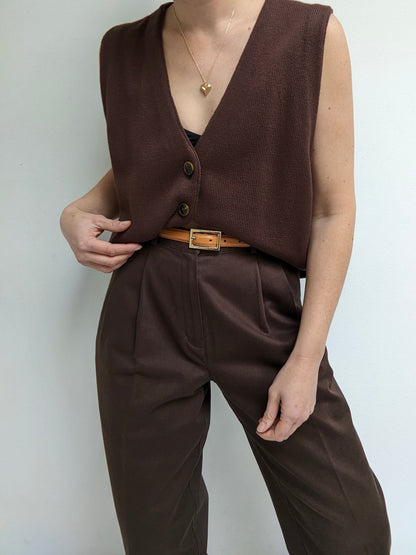 90s Cocoa Cotton Pleated Trousers