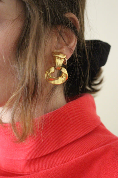 Beautiful Vintage Fluid Door Knocker Earrings