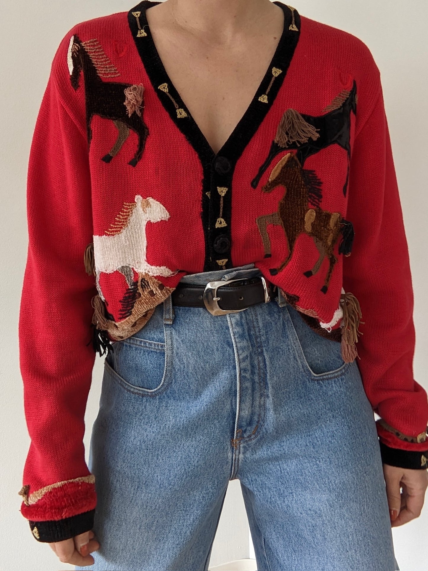 Incredible Vintage Horse Appliqué Cardigan