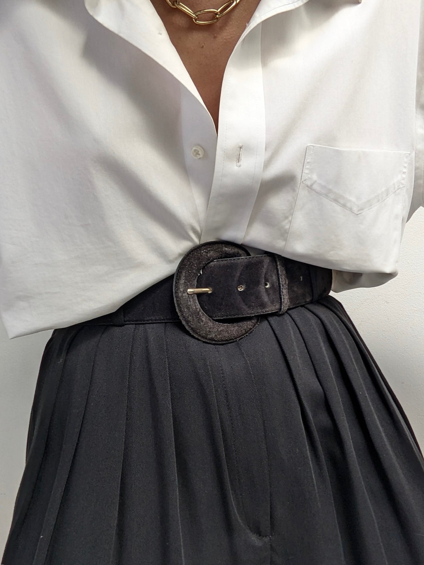 Vintage Onyx Wide Suede Belt