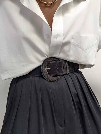Vintage Onyx Wide Suede Belt