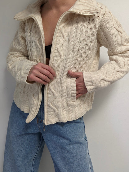 Vintage Irish Wool Zip Sweater