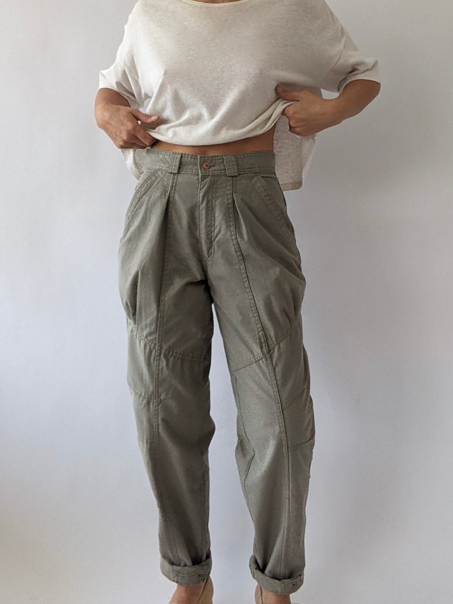 Vintage Faded Stone Pleated Cargo Pants