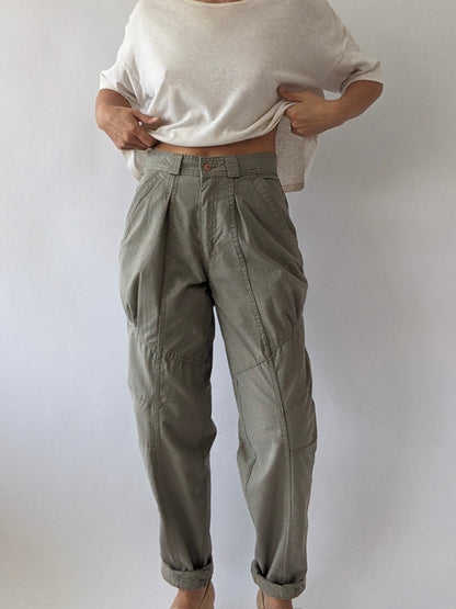 Vintage Faded Stone Pleated Cargo Pants