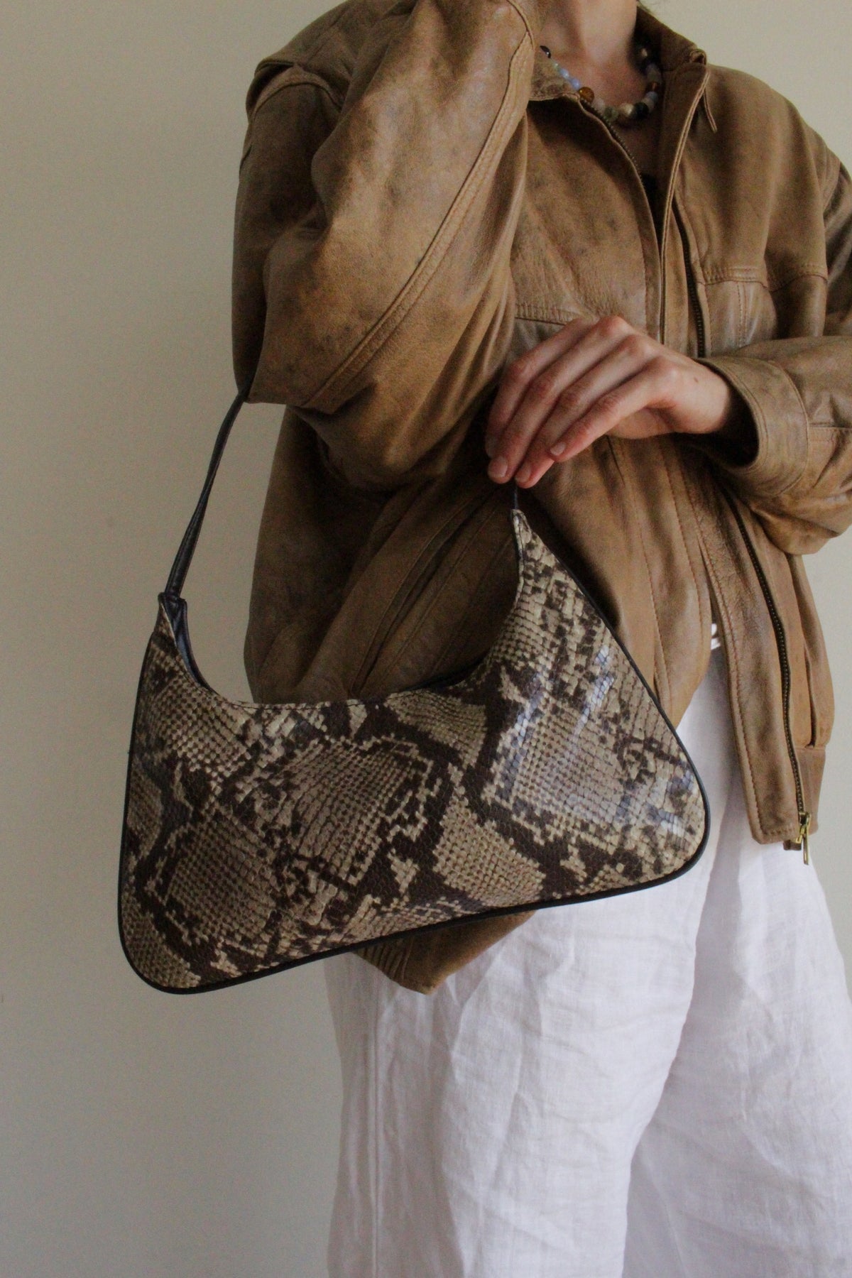 2000s Snake-Embossed Leather Purse