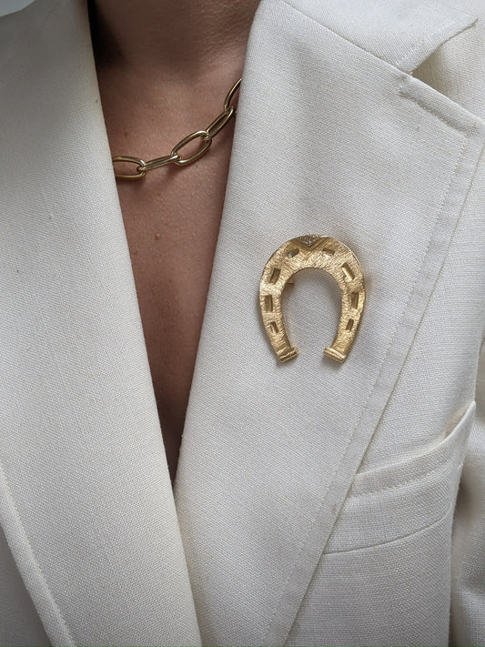 Vintage Gold Horseshoe Brooch