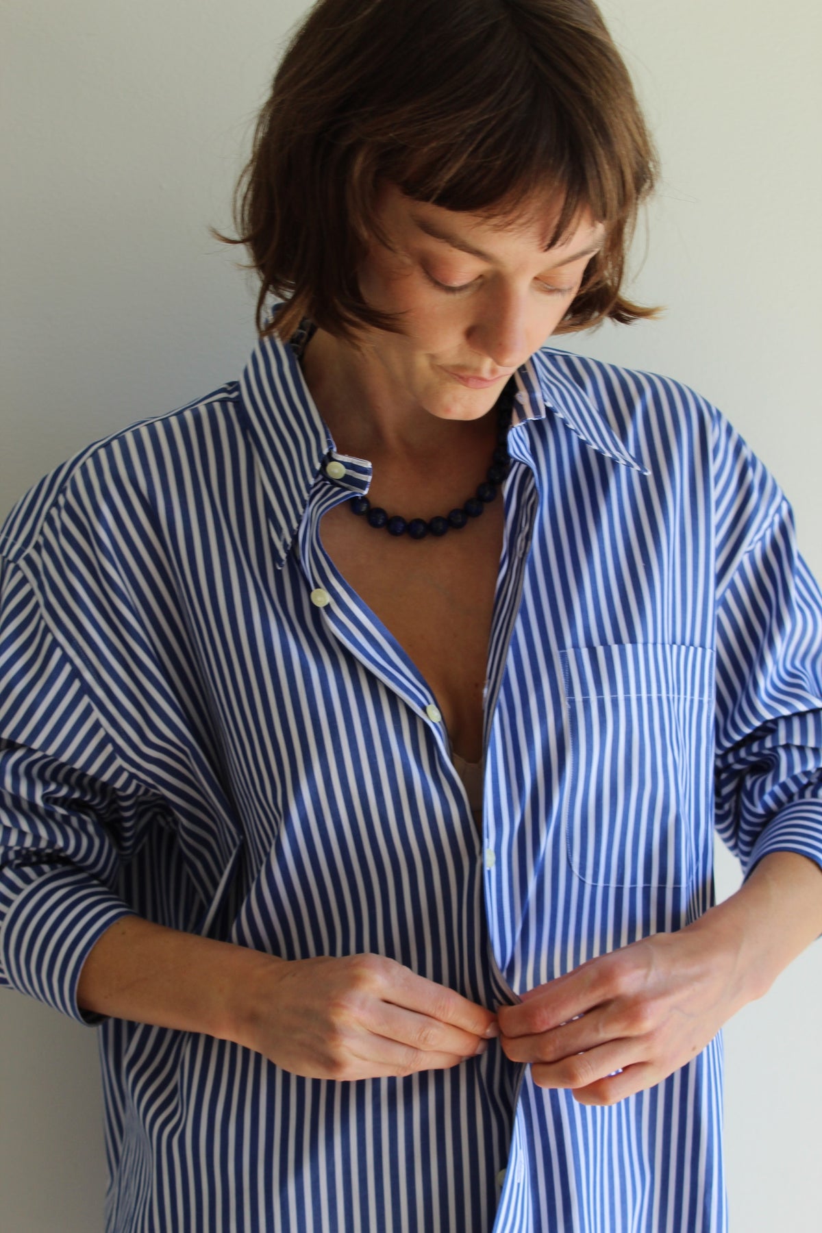 Vintage Bold Ocean Striped Button Down