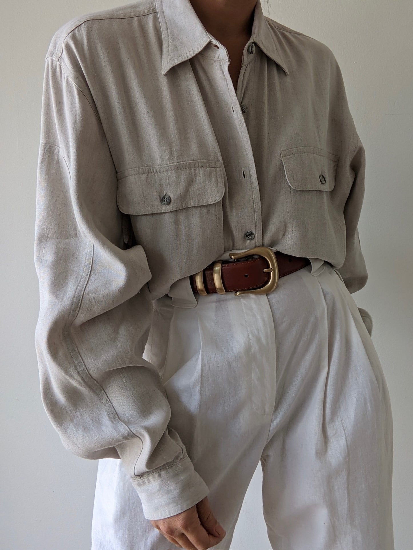 Vintage Wheat Linen Pocket Shirt