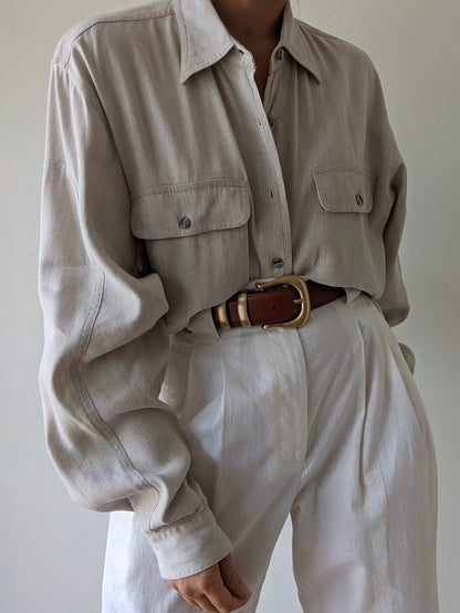 Vintage Wheat Linen Pocket Shirt