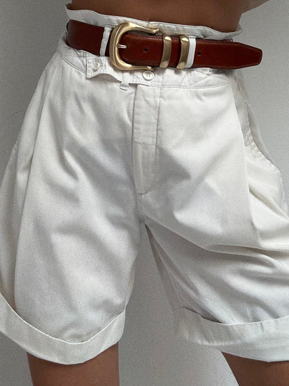 Vintage Ivory Twilled Shorts