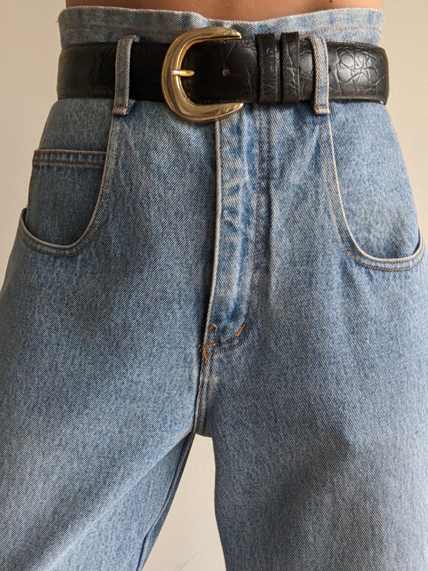 Vintage Ink Black Embossed Leather Belt
