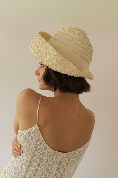Beautiful Vintage Ivory Woven Hat