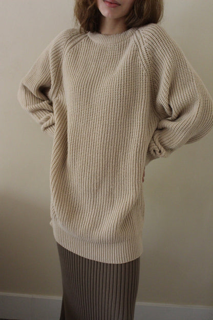 Vintage Latte Raglan Knit Sweater