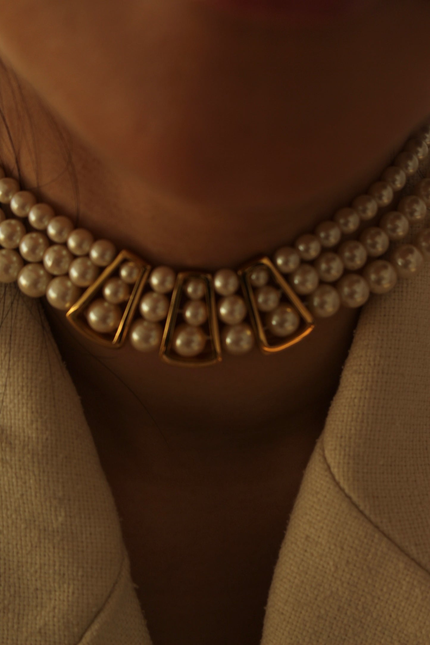 Vintage Tiered Faux Pearl Strand Necklace