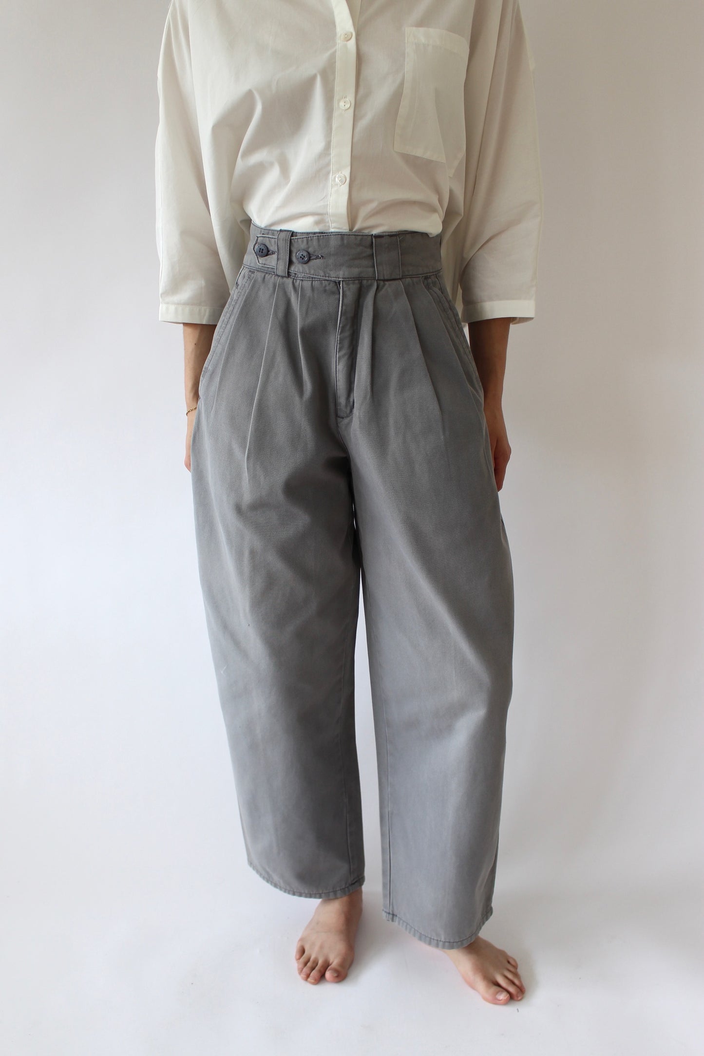 Vintage Slate Wide-Leg Trousers
