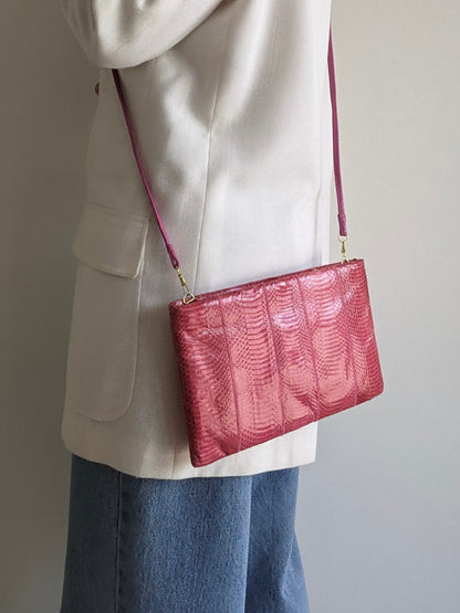 Vintage Watermelon Snakeskin Clutch Purse