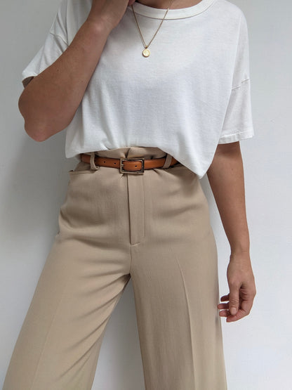 Vintage Taupe Wool Gabardine Trousers